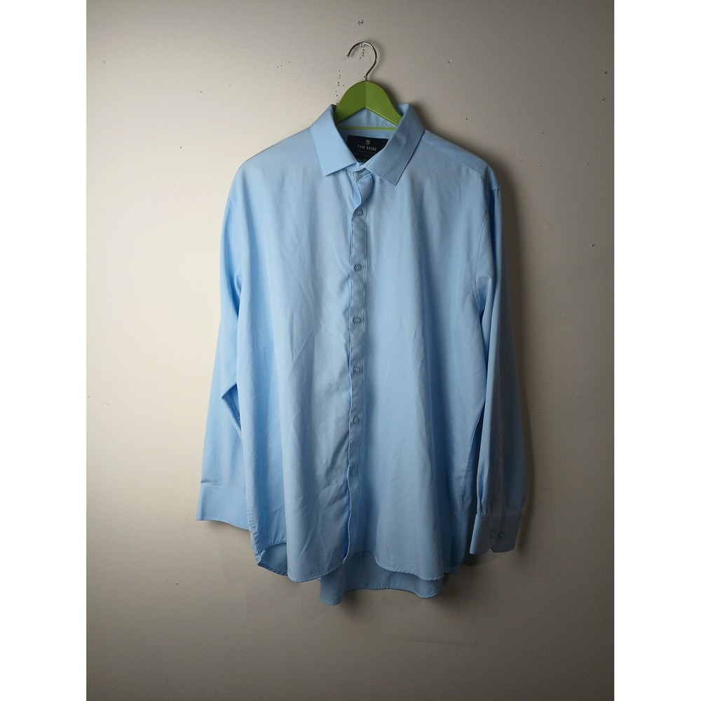 Tom Baine Mens XL Performance Dress Shirt Light Blue Regular Fit Stretch Wrinkle